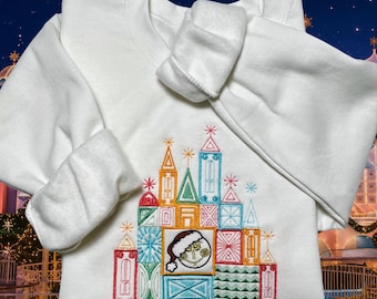 Embroidered It's A Small World Christmas Sweatshirt, Disney Holiday