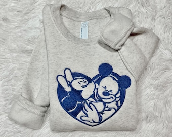 Mickey and Minnie Embroidered Disney Sweatshirt