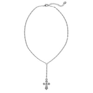 Silver 'Peyton' Silver Cross Drop Necklace