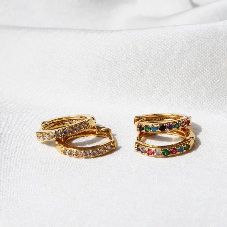 14K Gold Plated Everyday Rainbow Huggie Earrings