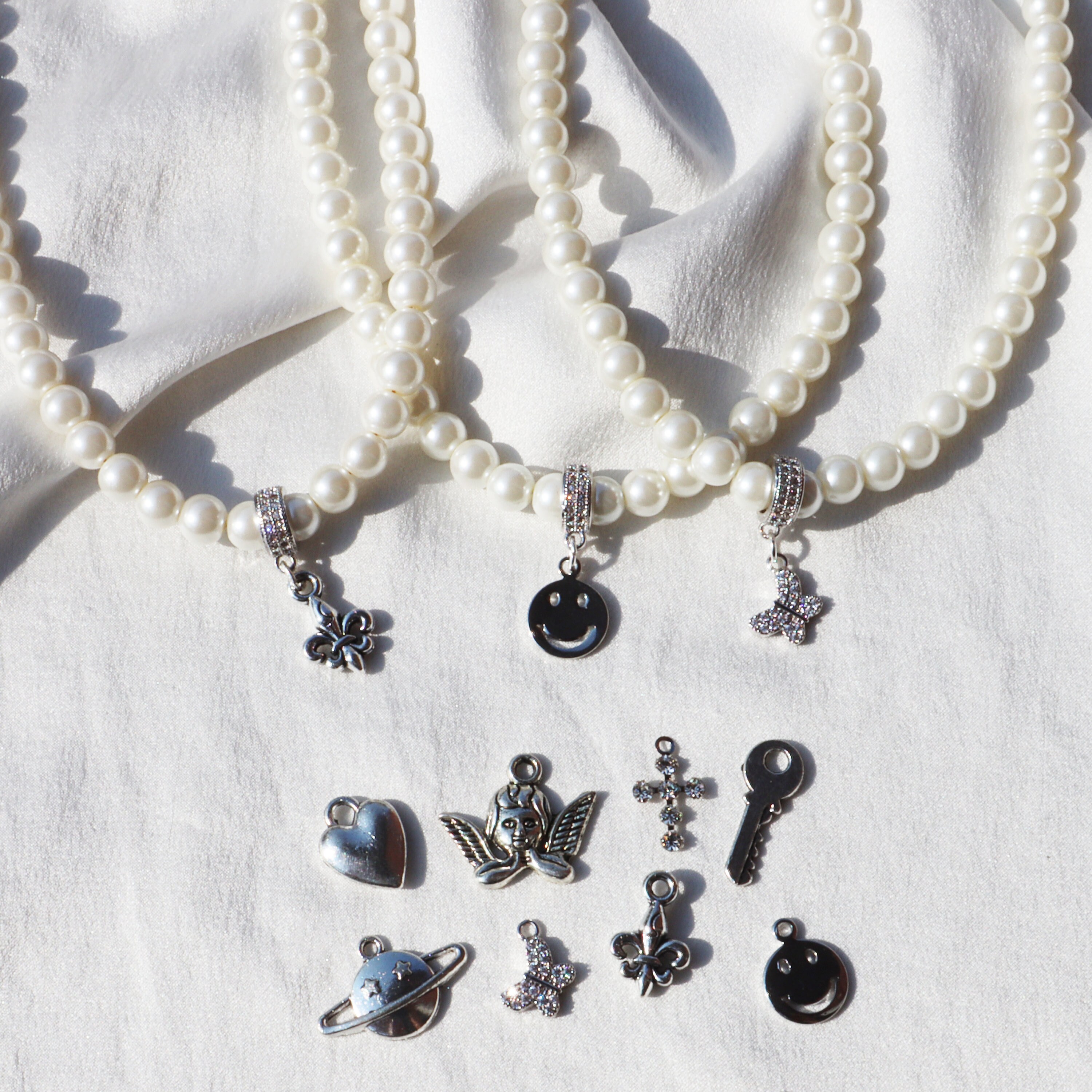 Custom Charm Pearl Necklace - Etsy