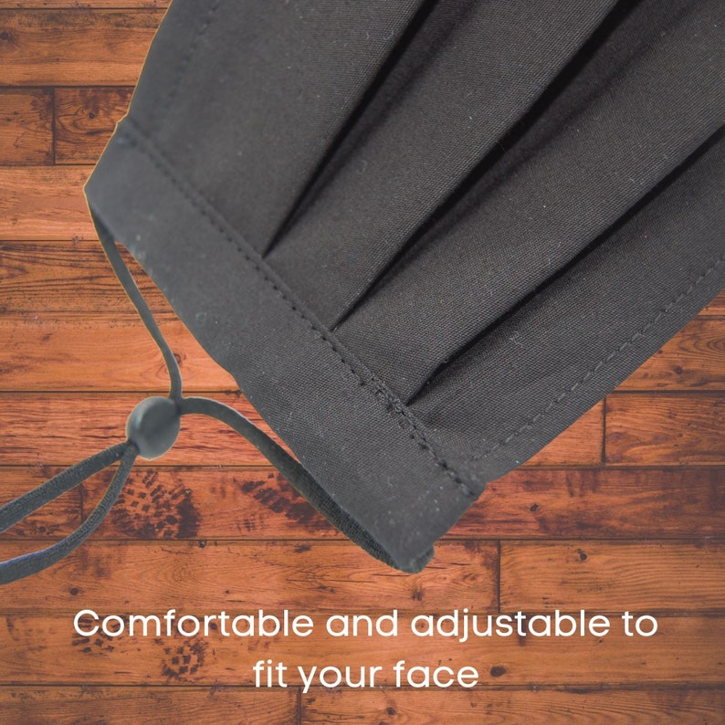 Black Face Mask UK Face Mask With Nosewire Black Adjustable Etsy UK