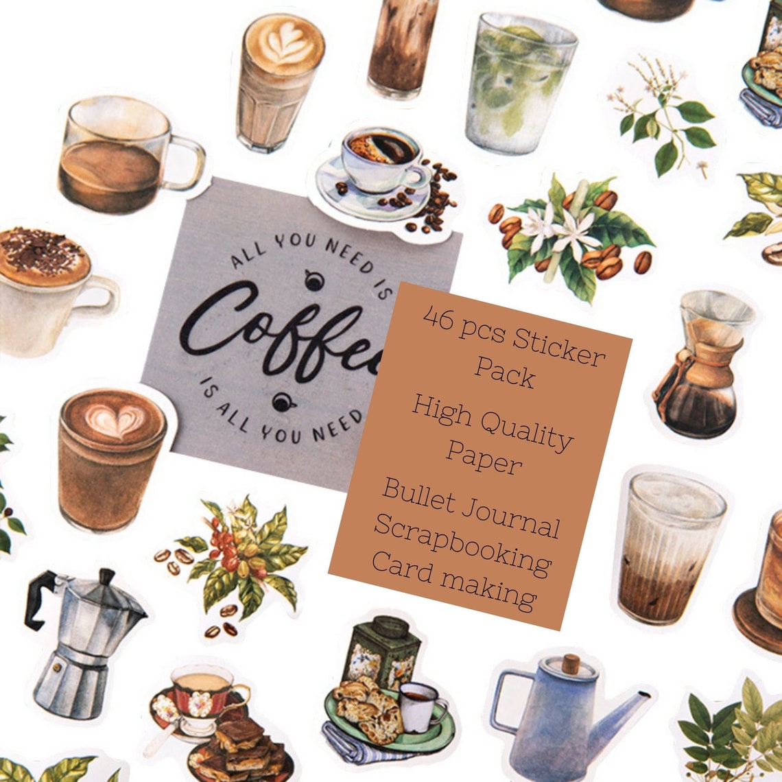 46pcs Kaffee Sticker Pack süße Aufkleber Kugel Zeitschrift Etsy
