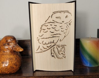 Owl, night,  folded book art, outdoor, nature, gift for him, gift for her, shelf decor, barn owl, snow owl, bird, fantasy