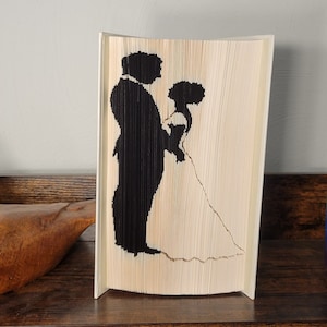 Folded book art, wedding, engagement,  couple, upcycled, recycled, gift for him, gift for her, husband,  wife, book