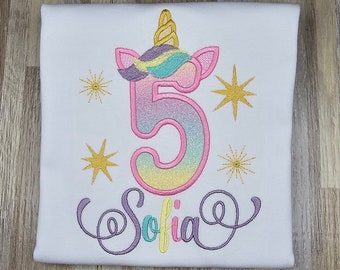Unicorn Birthday Shirt, Rainbow Glitter Birthday shirt, Birthday Shirt with Name