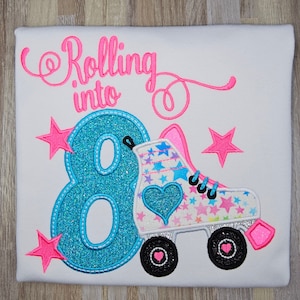 ANY AGE!! Roller skate birthday shirt, skate party birthday shirt, Embroidered birthday shirt, girls birthday shirt, roller skating shirt