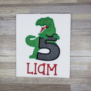 Embroidered dinosaur birthday shirt, dinosaur theme shirt, boys birthday shirt, Any age birthday shirt