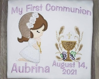 First Communion Shirt, Personalized First Communion Shirt, Custom Girls First Communion Shirt