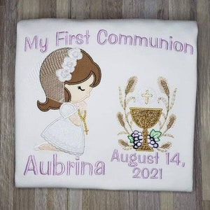 First Communion Shirt, Personalized First Communion Shirt, Custom Girls First Communion Shirt