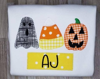 Boys Halloween shirt, Embroidered Halloween shirt, Halloween Applique shirt, Personalized Halloween shirt