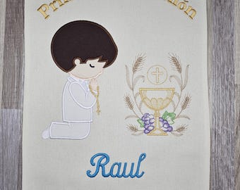 Primera Comunion, Holy Communion Banner, personalized First communion sign, Embroidered communion hanging banner, custom keepsake gift