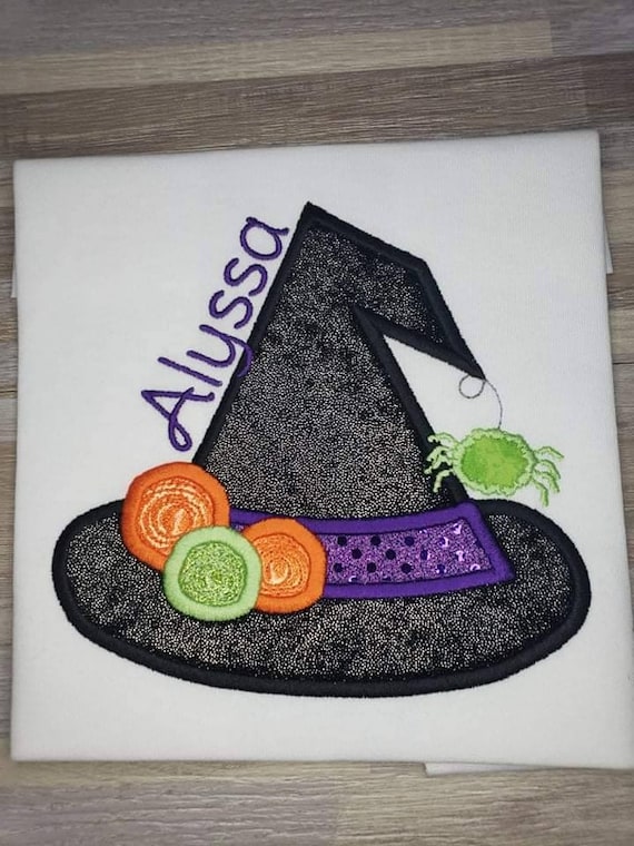 Girls Halloween shirt / girls witch shirt/embroidered Halloween shirt/ personalized Halloween shirt/ Halloween shirt with name/ Halloween