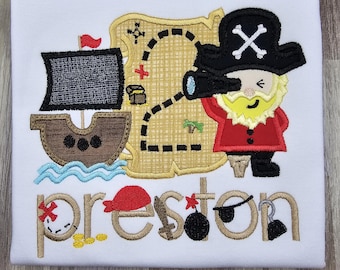 Pirate Ship Birthday Shirt, Boys Birthday Shirt, Personalized Birthday shirt, Custom Pirate Theme Birthday Shirt, 5th Birthday Shirt