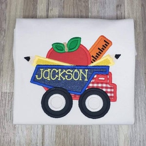 Back to School Personalized Shirt, Embroidered Truck Shirt, Custom BacK to School shirt.