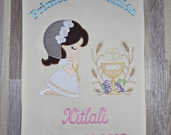 Primera Comunion, Holy Communion Banner, personalized First communion sign, Embroidered hanging banner, custom communion keepsake gift