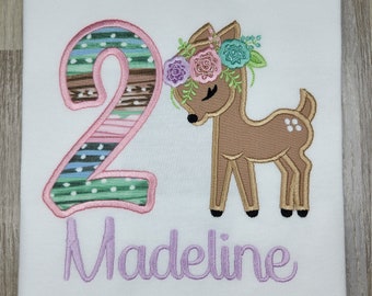 Baby Deer Birthday Shirt / Baby Deer Shirt / Personalized Birthday Shirt / 1st Birthday Shirt / 4th Birthday Shirt