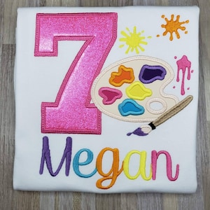 Art theme Birthday shirt, Paint Theme Birthday Shirt, Girls Custom  Birthday shirt, Embroidered Birthday shirt, painting party shirt