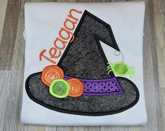 Girls Halloween shirt / girls witch shirt/embroidered Halloween shirt/ personalized Halloween shirt/ Halloween shirt with name/ Halloween