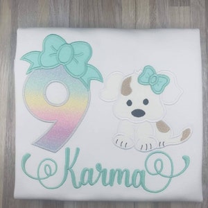 Puppy theme birthday shirt, Puppy Birthday shirt, Girls birthday shirt, Embroidered birthday shirt, Applique Birthday shirt