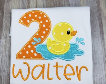 Rubber Ducky Birthday Shirt, Boys Duck theme shirt, Boys Custom Birthday Shirt, Embroidered Birthday shirt