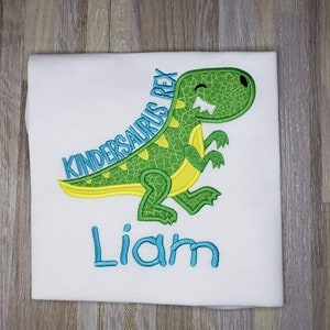 Kindersaurus Rex Shirt, Dinosaur Shirt, Boys Custom Dinosaur Shirt, Personalized Kindergarten Shirt, Back To School Shirt