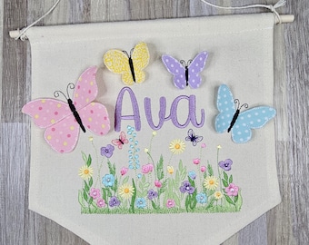3d Butterfly personalized banner, Monogram room decor, custom bedroom decoration, decor for nursery