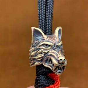 Custom Knife Bead Wolf,Knife Lanyard Making Supplies,Brass Bead,Exquisite and Amazing Copper Charms,EDC Bead