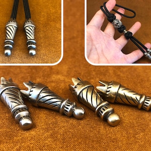 2 Pack Solid Brass Bead,Exquisite and Amazing Brass Charms,Tribal Charms,Knife Lanyard(EDC Bead)Knife bead