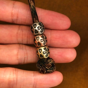 Solid Brass Bead(2 Pack),Knife Lanyard Bead,Knife Bead,Exquisite and Amazing Copper Charms,EDC Bead