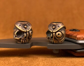 Custom Brass Skull Knife Bead, Lanyard Charm