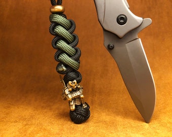Braided Knife Lanyard, Custom 550 Paracord with Copper Bead