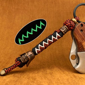 Custom Lanyard Keychain Glow in the dark,550 Paracord Keychain with Brass Bead,Exquisite and Amazing Paracord Lanyard