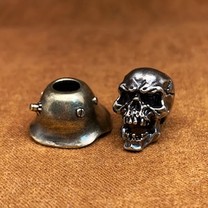 Brass Bead Soldier Skull,Handmade Knife Lanyard Bead,Knife Bead,Exquisite and Amazing Copper Charms,EDC Bead,Gift for Him.