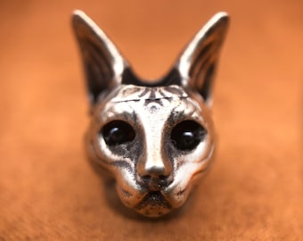 Brass Brass Bead&quot;Egyptian cat&quot;,Handmade Knife Lanyard Making Supplies,Knife Bead,EDC Bead,Gift for Him.