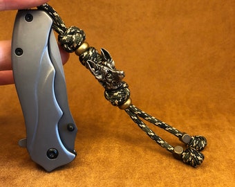 Anniversary Keepsake Gift for Husband, Custom Knife Lanyard, Exquisite Paracord Lanyard with Brass Bead-sheepdog