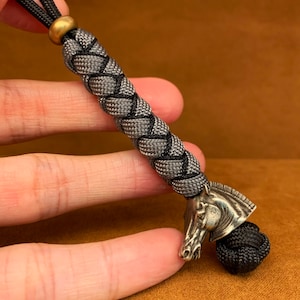 Custom Lanyard Keychain Horse,550 Paracord Keychain with Brass Bead,Exquisite and Amazing Paracord Lanyard