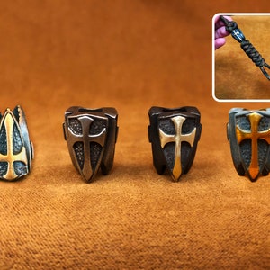 Brass Brass Bead Cross Shield,Handmade Knife Lanyard Bead,Knife Bead,Exquisite and Amazing Copper Charms,EDC Bead,Gift for Him.