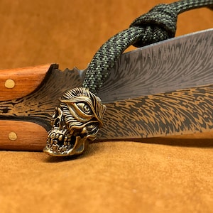 Custom Knife Bead&quot;Parasitic Skull&quot;,Knife Lanyard Making Supplies,Solid Brass Bead,Exquisite and Amazing Copper Charms,EDC Bead