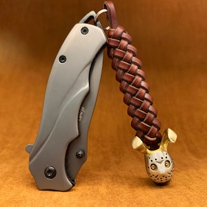 Custom Leather Keychain Lanyard,550 Paracord Keychain with Brass Bead,Exquisite and Amazing Paracord Lanyard