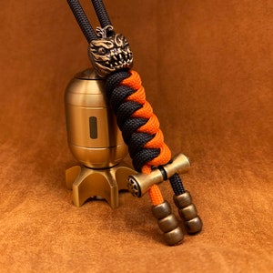 Custom Lanyard Keychain"Pumpkin",550 Paracord Keychain with Brass Bead,Exquisite and Amazing Paracord Lanyard