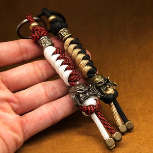 Knife Lanyard Keychain,Custom Lanyard,550 Paracord Keychain with Beads,Exquisite and Amazing Paracord Lanyard,EDC Keychain,Gift