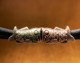 Solid Brass Bead Carp,Handmade Knife Lanyard Bead,Knife Bead,Exquisite and Amazing Copper Charms,EDC Bead,Gift for Him.
