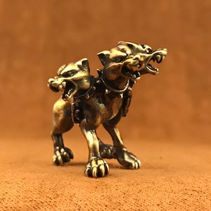 Brass Bead Three Headed Wolf,Exquisite and Amazing Copper Charms,Knife Lanyard bead(EDC Bead)
