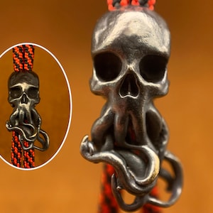 "Knife Lanyard Bead ""Skull Octopus"",Messing Bead,Messer Bead,Exquisite und erstaunliche Kupfer Charms,EDC Perle."