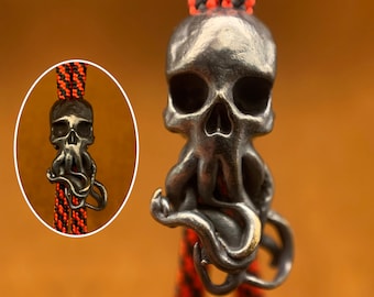 "Knife Lanyard Bead ""Skull Octopus"",Messing Bead,Messer Bead,Exquisite und erstaunliche Kupfer Charms,EDC Perle."
