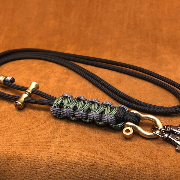 Adjustable Paracord Neck Lanyard,Exquisite and Amazing 550 Paracord Lanyard with EDC Bead for Job Board , Phone , etc.(CHOOSE COLORS!)