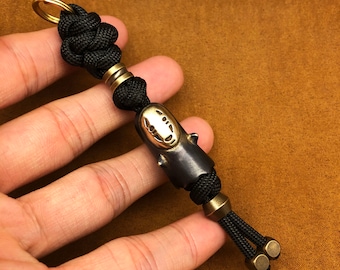 No Face Man Knife Lanyard, Custom 550 Paracord Keychain with Copper Bead-Christmas Guard