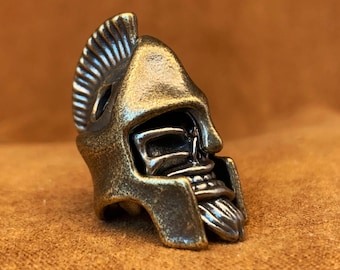 Brass Spartan Helmet Bead: Two-Piece Knife Lanyard Charm Set