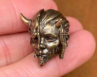 Brass Knife Bead Demoness | Exquisite Copper Lanyard Charm